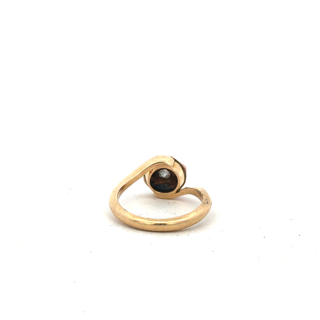 18ct yellow gold diamond ring, size L, featuring sparkling diamonds and a sleek band design.