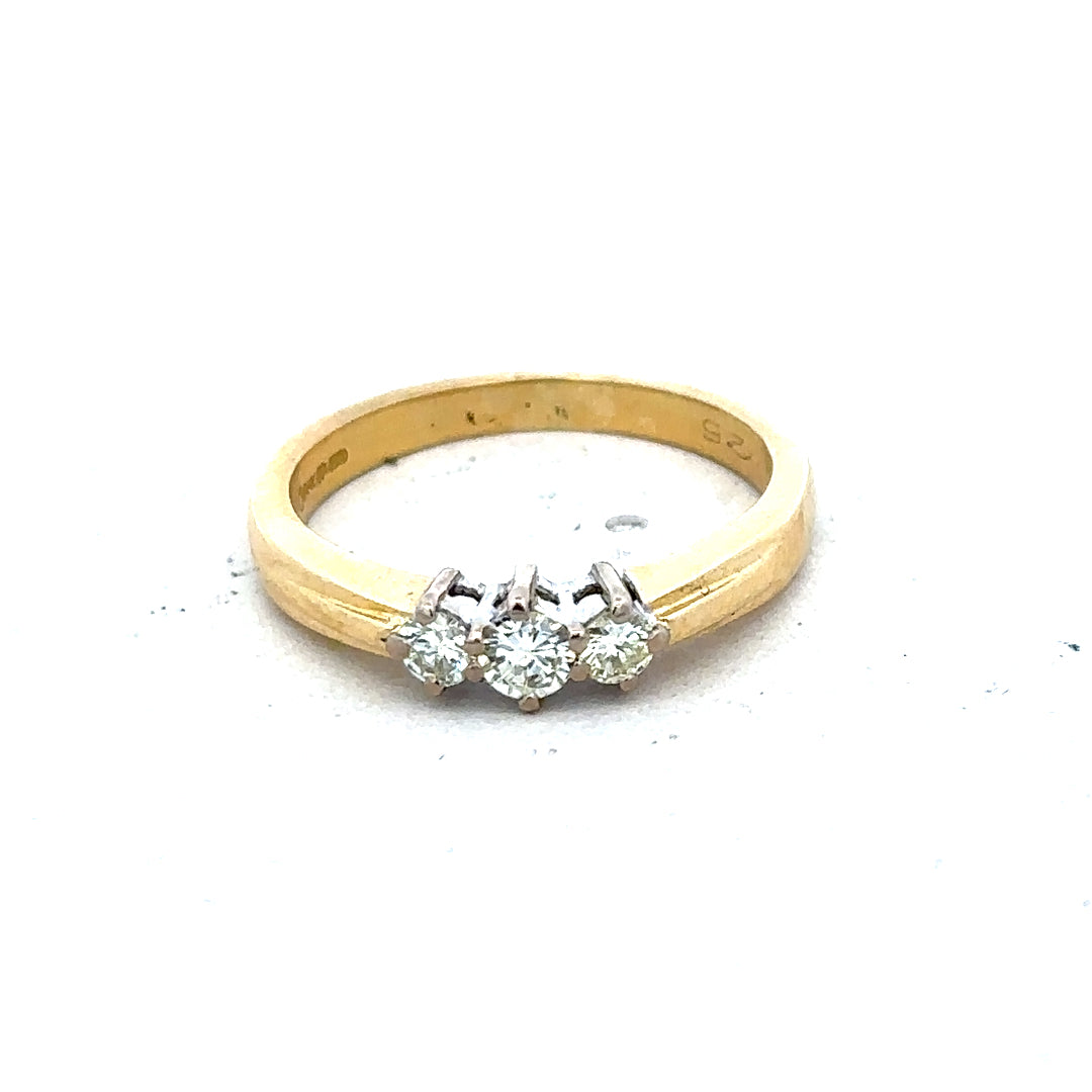 18ct yellow gold diamond ring, size L1/2, unbranded, showcasing a sparkling diamond set in a sleek gold band.