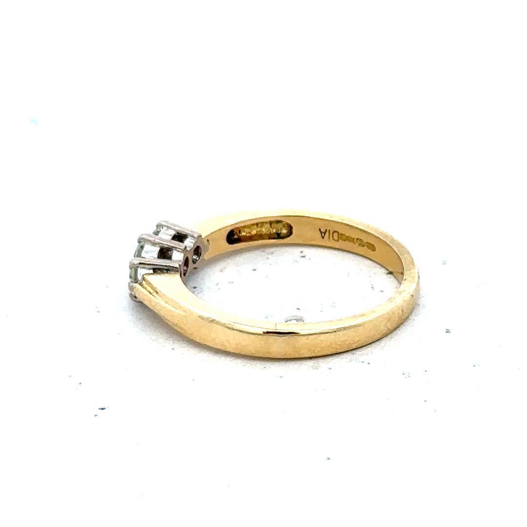 18ct yellow gold diamond ring in size L1/2 with sparkling diamonds, unbranded, showcasing a elegant jewelry design.
