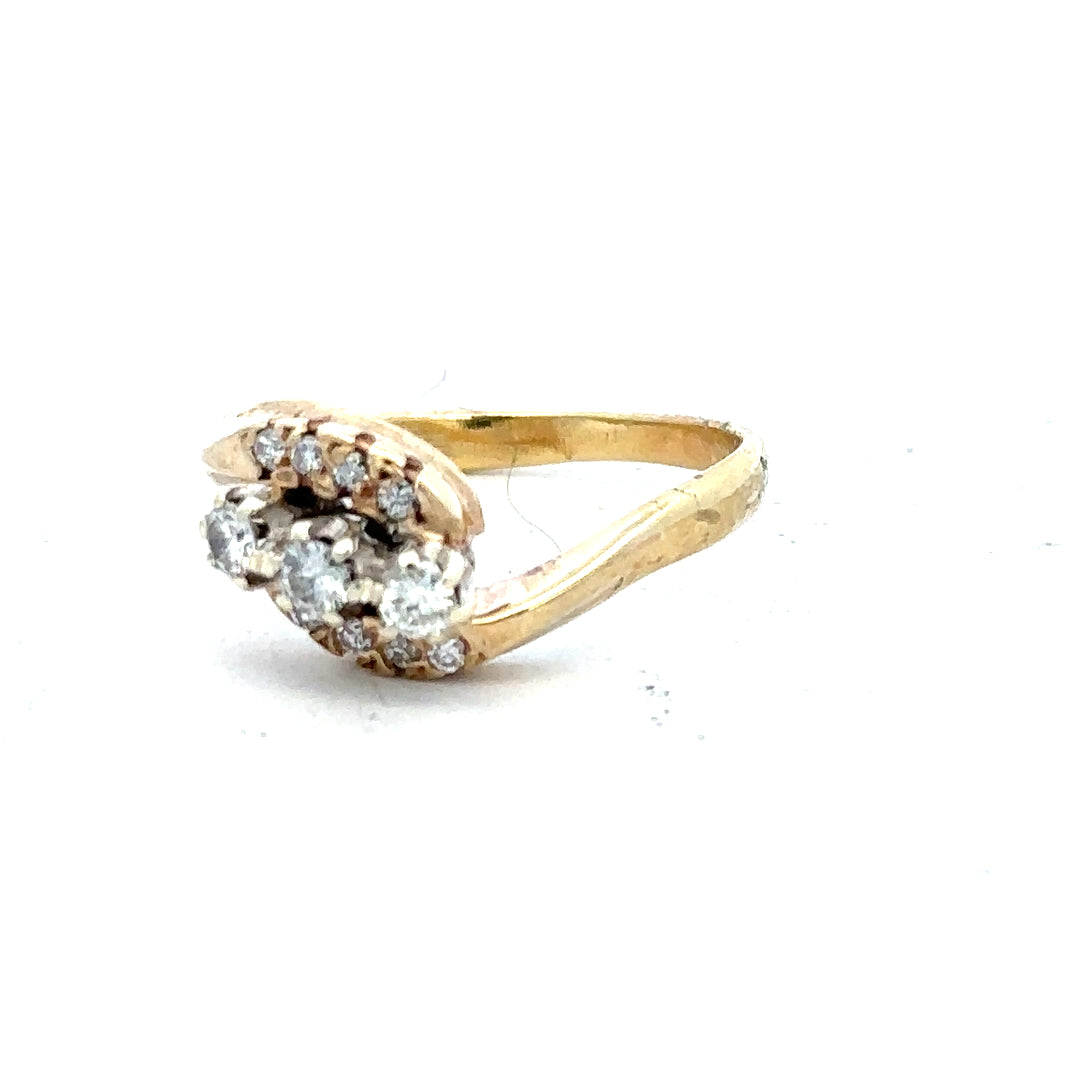 18ct yellow gold diamond ring in size M with sparkling diamonds, unbranded, elegant jewelry piece.