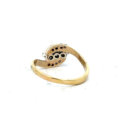 18ct yellow gold diamond ring in size M with sparkling diamonds, unbranded jewelry piece with elegant design.