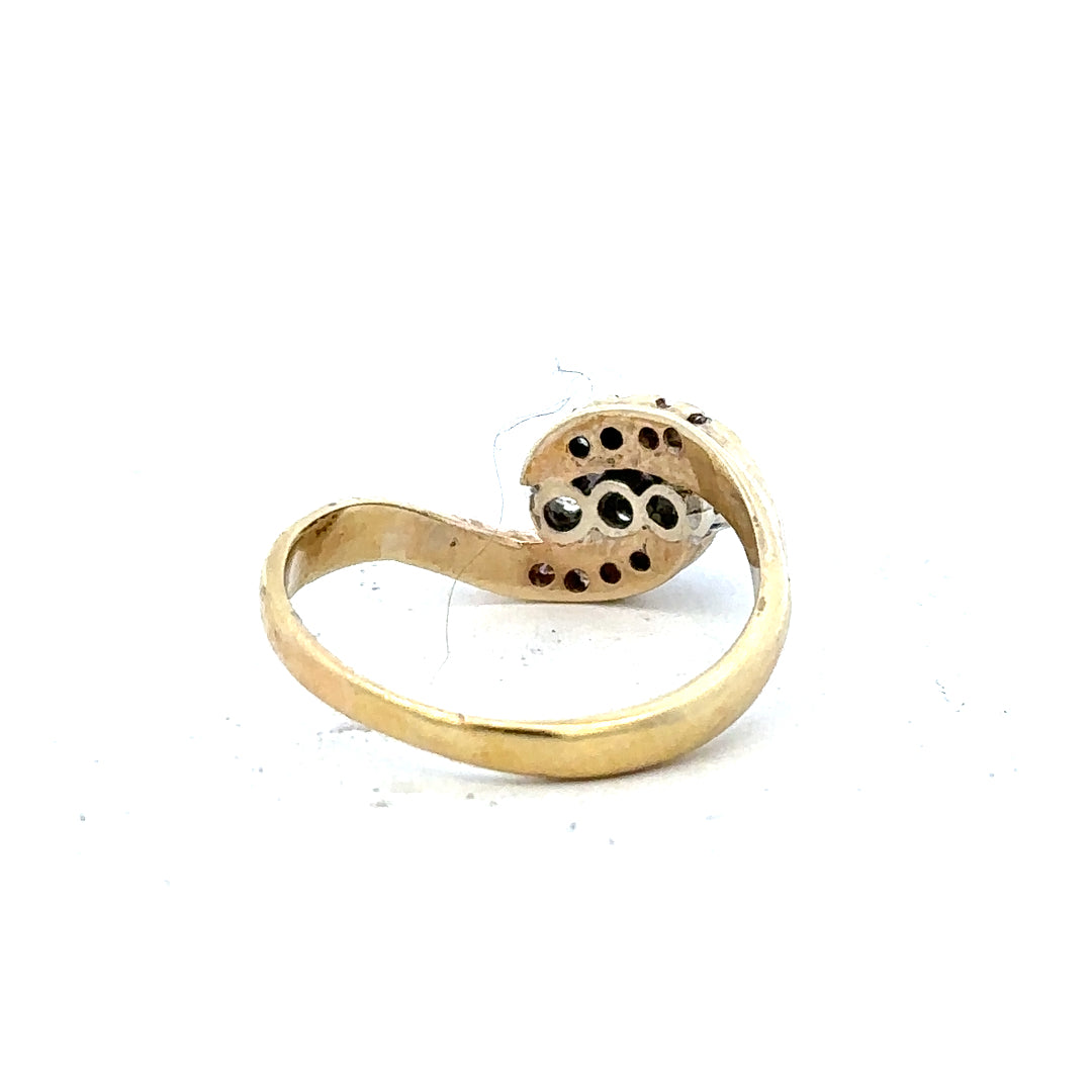 18ct yellow gold diamond ring in size M with sparkling diamonds, elegant design, unbranded jewelry piece.