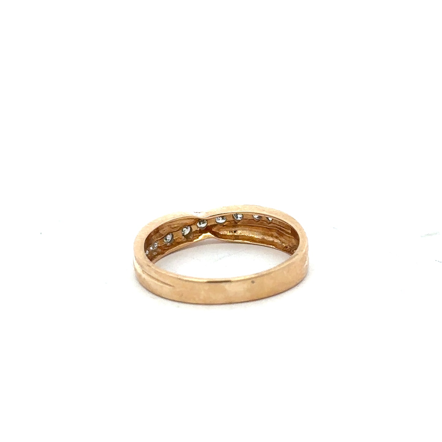 18ct yellow gold diamond ring in size N with a detailed design, featuring sparkling diamonds on a classic band.