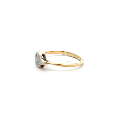 18ct yellow gold diamond ring size N with sparkling diamonds, elegant jewelry piece with a sleek band design.