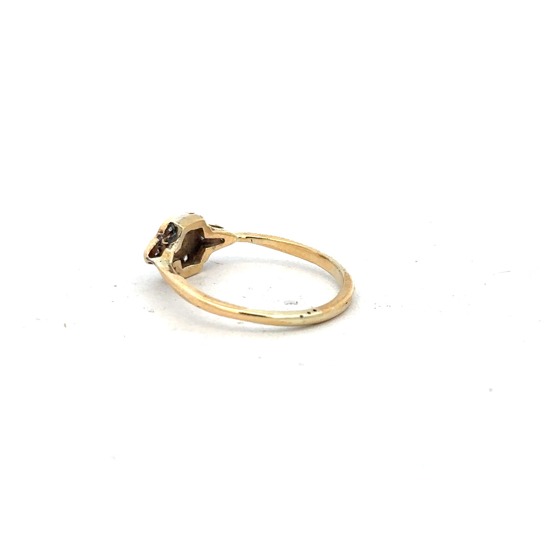 18ct yellow gold diamond ring in size N featuring a sparkling central diamond and elegant band design.