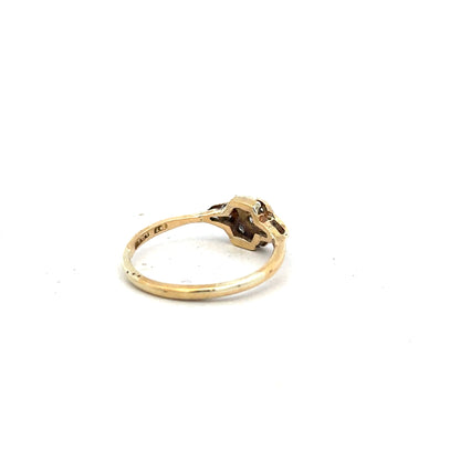 18ct yellow gold diamond ring in size N with sparkling diamonds, elegant jewelry piece with a simple, classic design.