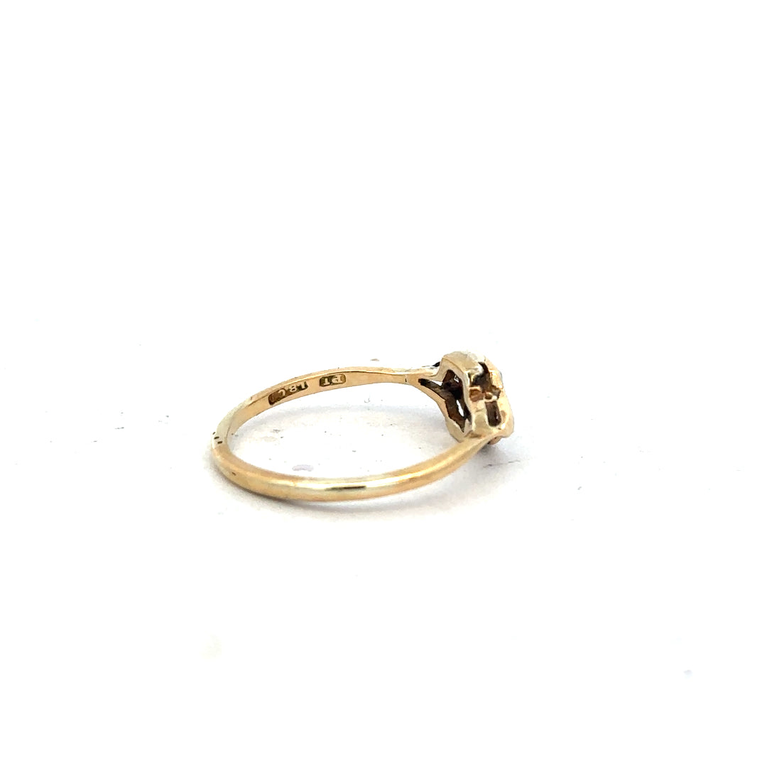 18ct yellow gold diamond ring, size N, showcasing a sparkling diamond centerpiece and elegant gold band.