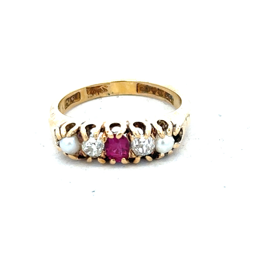 18ct yellow gold diamond ring size N1/2 with sparkling diamonds, showcasing a elegant unbranded jewelry design.