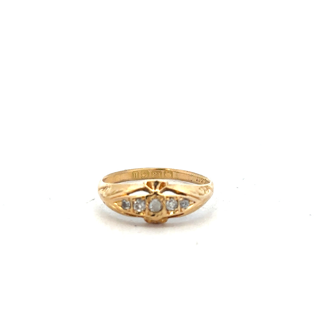 18ct yellow gold diamond ring in size O with sparkling diamonds, featuring a classic and elegant design.