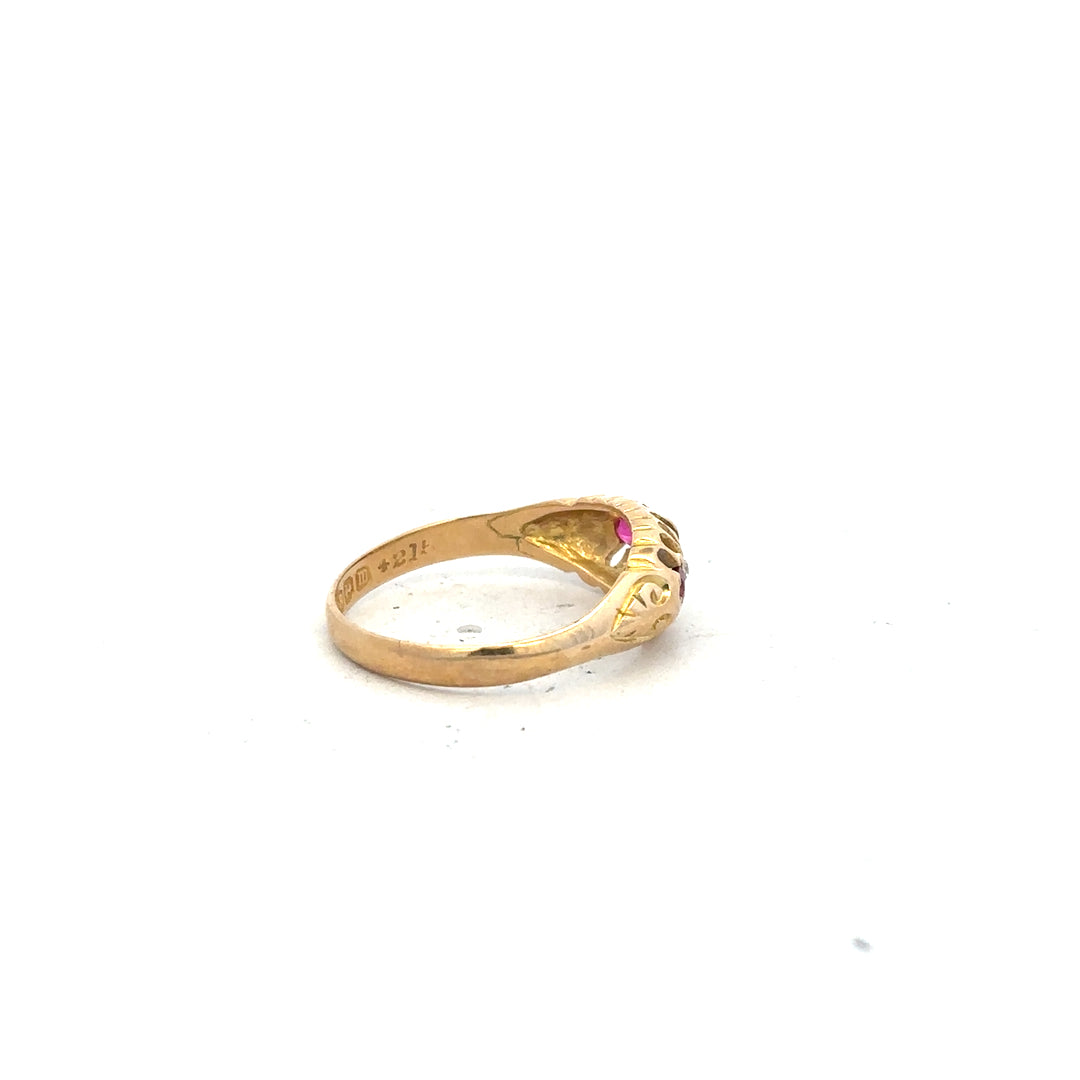 18ct yellow gold diamond ring in size O 1/2, featuring a sleek design with sparkling diamonds on a polished band.
