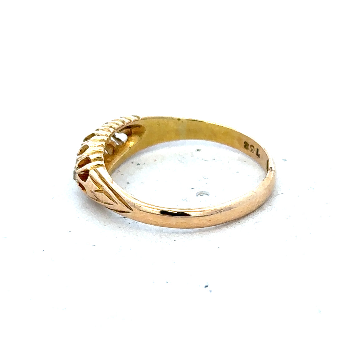 18ct yellow gold diamond ring, size P, unbranded, featuring a sleek design and sparkling diamonds.