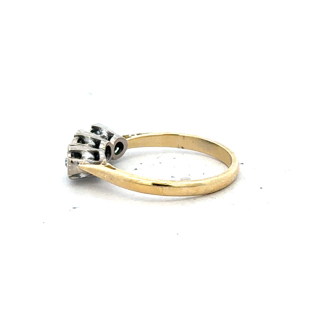 18ct yellow gold diamond ring in size P with sparkling diamonds, featuring a sleek and elegant design.
