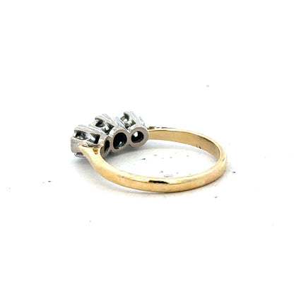 18ct yellow gold diamond ring in size P with sparkling diamonds, unbranded jewelry piece with elegant design.