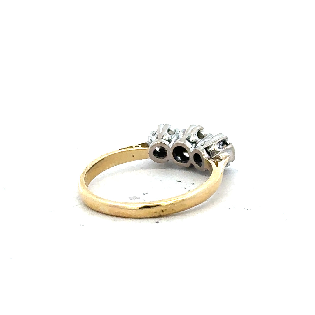 18ct yellow gold diamond ring in size P with sparkling diamonds, unbranded jewelry piece with elegant design.