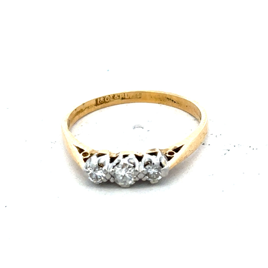 18ct yellow gold diamond ring in size P1/2 with sparkling diamonds, unbranded elegant jewelry piece.