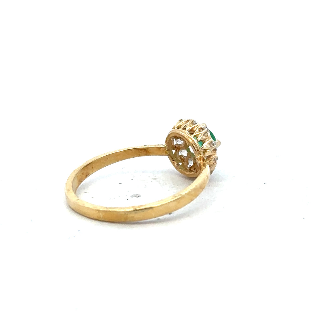 18ct yellow gold diamond ring in size P1/2 featuring sparkling diamonds on a sleek band.