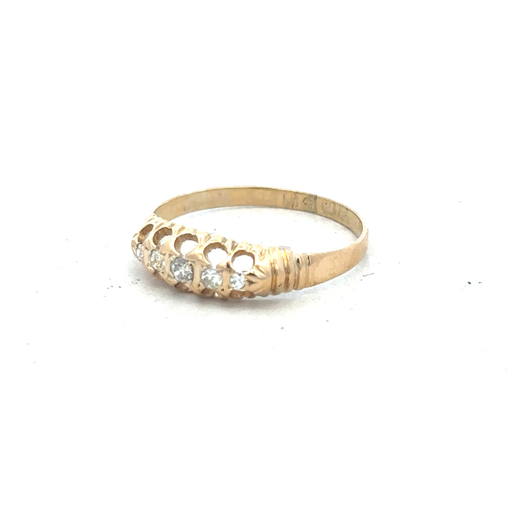 18ct yellow gold diamond ring in size S, featuring sparkling diamonds on a sleek unbranded jewelry band.