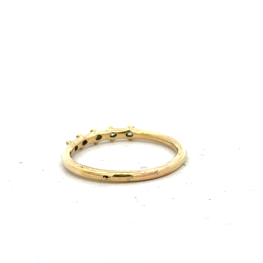 18ct yellow gold diamond ring in size S, featuring a delicate band with sparkling diamonds, unbranded jewelry accessory.