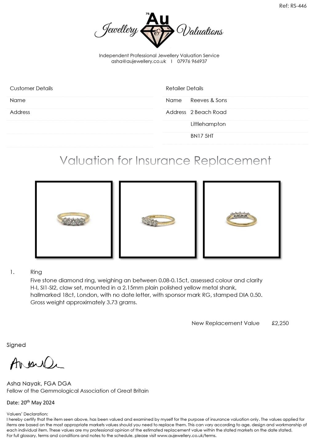 18ct yellow gold five-stone diamond ring with 1/2 carat total weight, showcasing sparkling gemstones and elegant design.