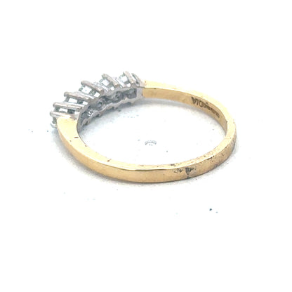 18ct yellow gold five-stone diamond ring with 1/2 carat total weight, featuring sparkling diamonds set in a classic band.