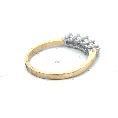 18ct yellow gold five-stone diamond ring with 1/2 carat total weight, showcasing sparkling diamonds on a classic band.