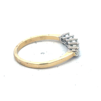18ct yellow gold five-stone diamond ring with 1/2 carat total weight, featuring sparkling diamonds on a classic band.