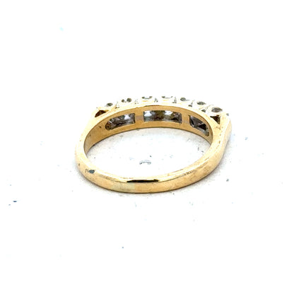 18ct yellow gold half eternity diamond ring with sparkling diamonds encircling the band, unbranded jewelry for elegant style.