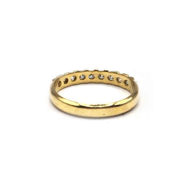 18ct yellow gold half eternity diamond ring with sparkling diamonds, unbranded jewelry designed for elegant style.
