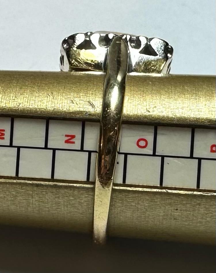 18ct yellow gold opal and diamond ring in size N1/2, featuring a vibrant opal and sparkling diamonds on a gold band.