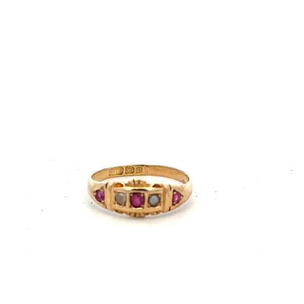 18ct yellow gold ring size N with a smooth band, unbranded jewelry piece displayed on a plain background.
