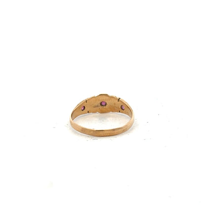 18ct yellow gold ring size N, unbranded jewelry with a smooth band, shown in a close-up image.