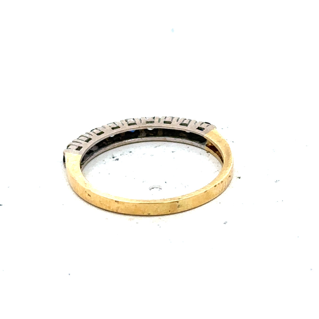 18ct yellow gold sapphire and diamond ring, size L1/2, featuring a vibrant sapphire centerpiece and sparkling diamonds.