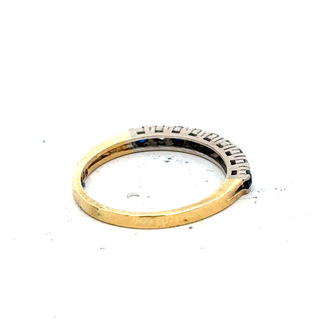 18ct yellow gold sapphire and diamond ring, size L1/2, showcasing a sparkling gemstone and elegant band design.