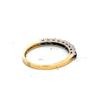 18ct yellow gold sapphire and diamond ring, size L1/2, showcasing a sparkling gemstone and elegant band design.