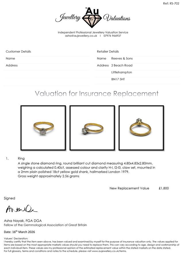 18ct yellow gold diamond ring with a single sparkling diamond stone, elegant unbranded jewelry for special occasions.