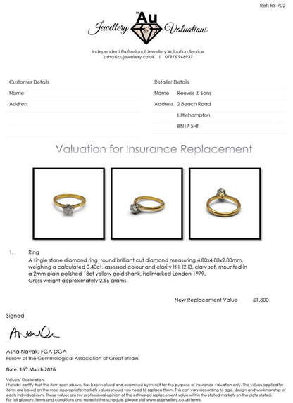 18ct yellow gold diamond ring with a single sparkling diamond stone, elegant unbranded jewelry for special occasions.