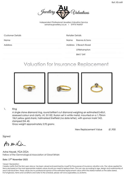 18ct yellow gold diamond ring featuring a single sparkling stone, elegant and timeless jewelry piece.