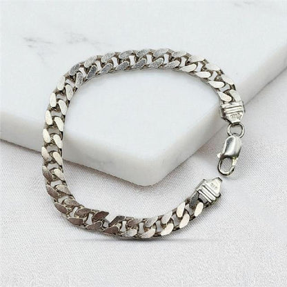 925 silver curb bracelet, unbranded, 20.5cm length, 26g weight, detailed close-up of silver chain jewelry.