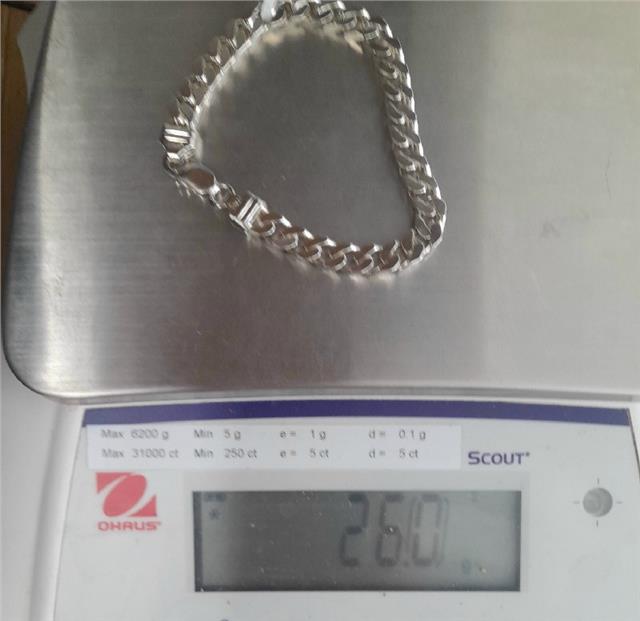 925 silver curb bracelet weighing 26g and measuring 20.5cm, featuring a classic chain design, unbranded jewelry accessory.