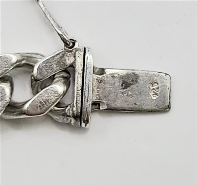 925 silver curb bracelet, unbranded, 24cm length, 37.9g weight, detailed chain design, jewelry accessory