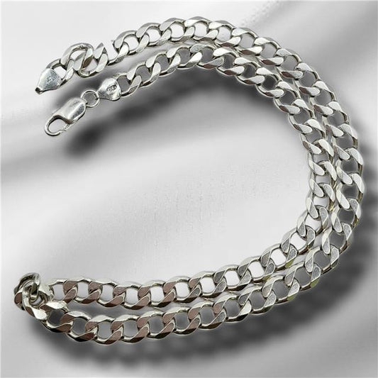 925 silver curb chain, 19-inch length, 50.5g, unbranded jewelry chain made of sterling silver, with detailed curb link design.