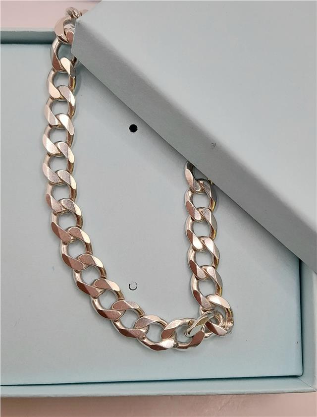 925 silver curb chain, 19-inch length, weighing 50.5 grams, Unbranded jewelry chain with classic curb link design.