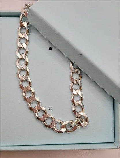 925 silver curb chain, 19-inch length, weighing 50.5 grams, Unbranded jewelry chain with classic curb link design.