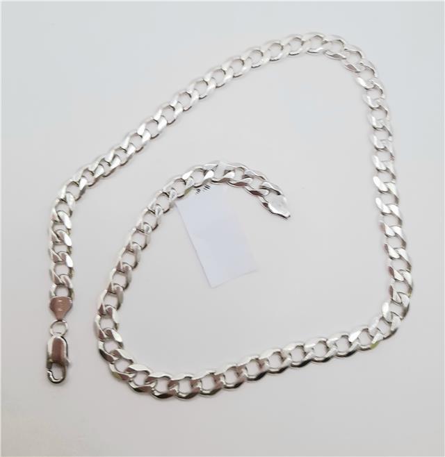 925 silver curb chain, 19 inch length, 50.5g, unbranded, showcasing detailed links and polished silver finish.