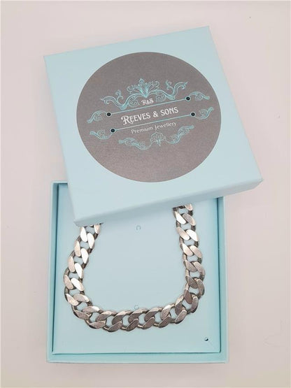 925 silver curb chain, 20 inch length, 86.7g, unbranded jewelry chain with a classic curb link design.