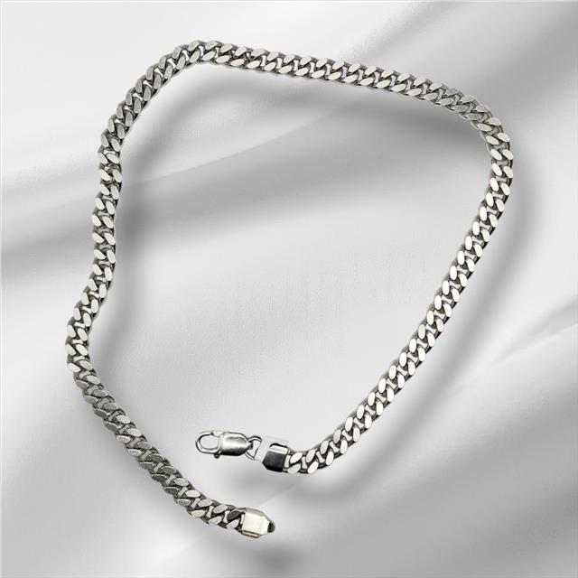 925 silver curb chain, 16-inch unbranded jewelry chain weighing 48g, featuring classic curb link design with a shiny finish.