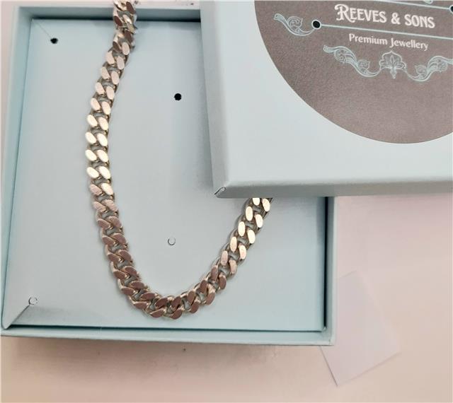 925 silver curb chain, 16 inches long, 48g, unbranded jewelry chain with classic curb link design.