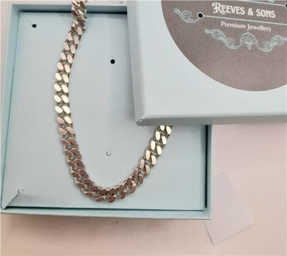 925 silver curb chain, 16 inches long, 48g, unbranded jewelry chain with classic curb link design.