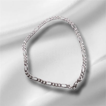 925 silver figaro chain, 18 inch length, 37.7g, unbranded jewelry chain with distinctive linked design.