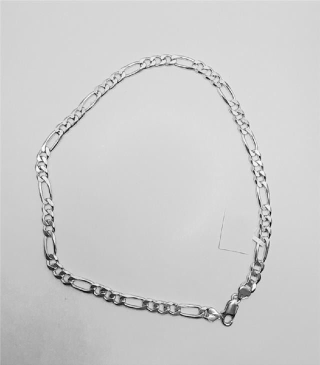 925 silver figaro chain, 18-inch length, 37.7g, unbranded jewelry chain with a classic linked design.